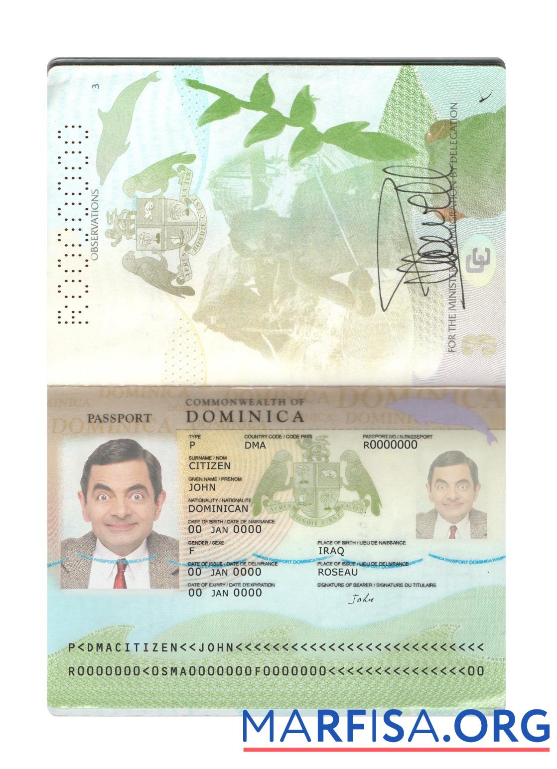 Downloadable Dominica passport new 2019 present download for verification